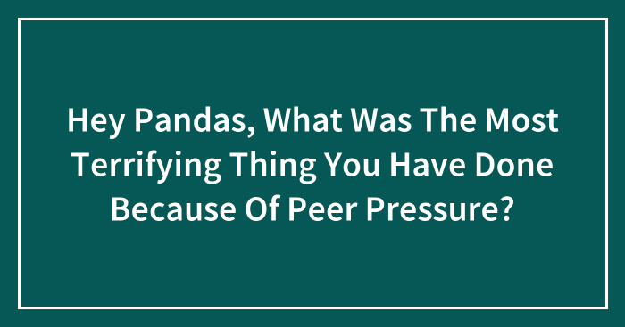 Hey Pandas, What Was The Most Terrifying Thing You Have Done Because Of Peer Pressure? (Closed)