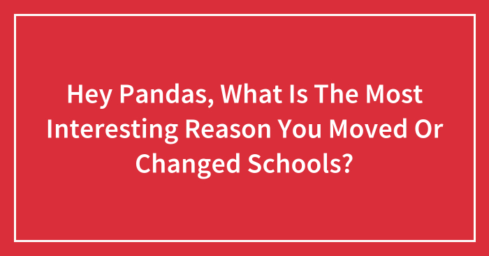Hey Pandas, What Is The Most Interesting Reason You Moved Or Changed Schools? (Closed)