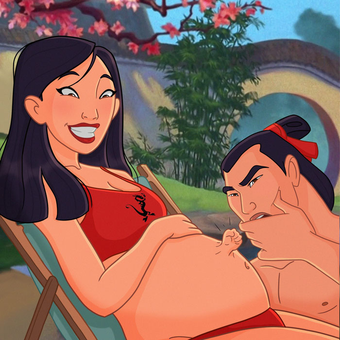 Artist Shares Her Journey Of Expecting A Baby By Drawing Disney Princesses Going Through Pregnancy (9 Pics)