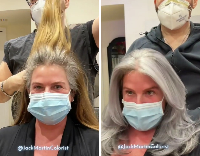 30 People Before And After Embracing Their Natural Grey Hair With The Help Of This Hairstylist (New Pics)