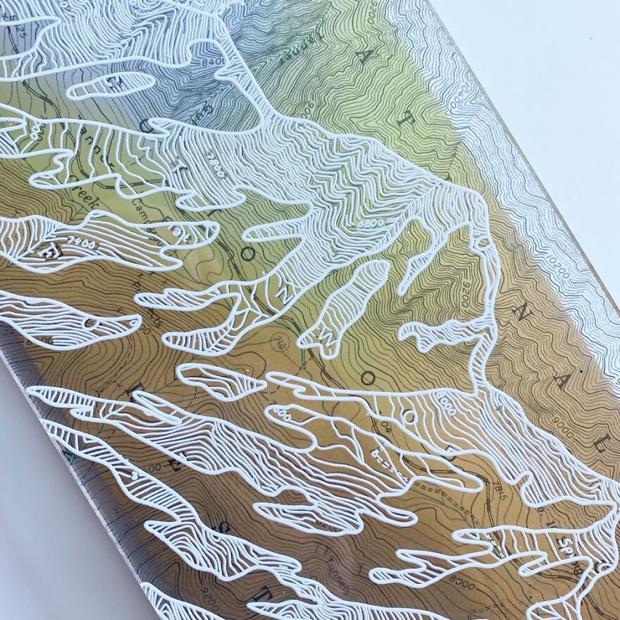 I Make Contemporary Artwork With Plexiglass, Topographic Maps, White Ink & Original Photography.