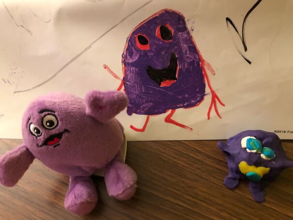 I Introduced My 6 Year Old To Grimace. She Recreated Him In Various Ways!