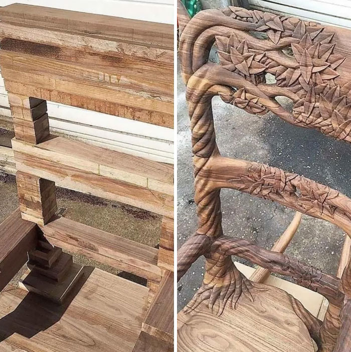 Silla de madera, antes y después