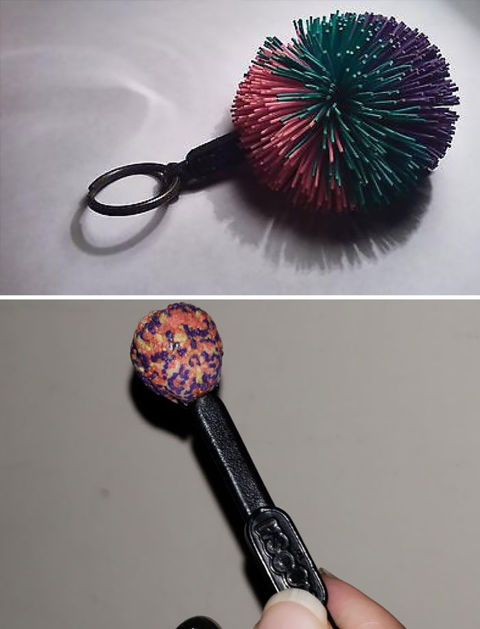 My Sister Has Kept The Same Koosh Ball Chain On Her Keys Since The Early 90s. What It Is Meant To Look Like vs. What It Actually Looks Like Now