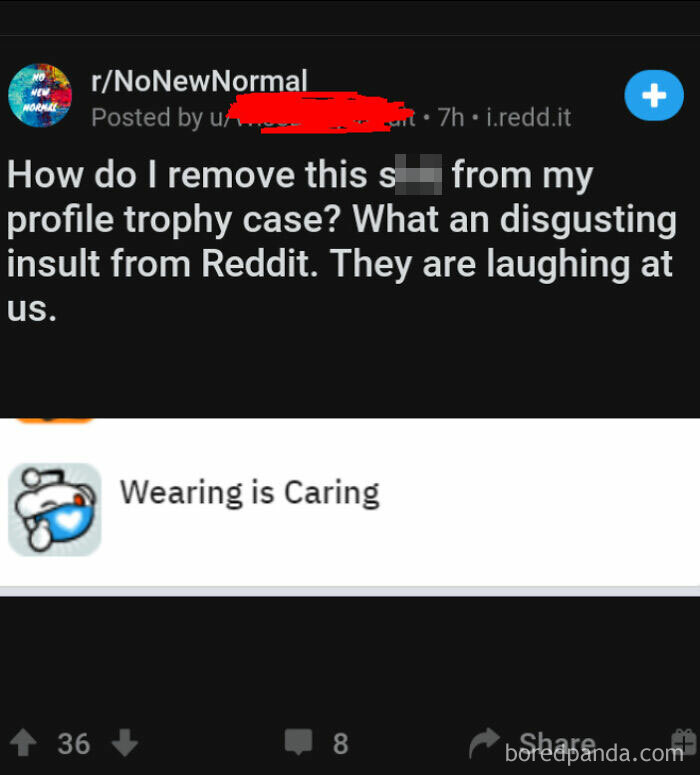 People On Reddit Giving Out Wearing Is Caring Awards And Trophies To Anti-Maskers