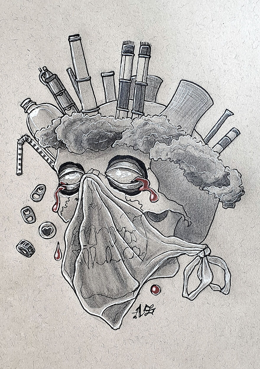 Pollution (With A Crown Of Smog Chocked With A Plastic Bag)