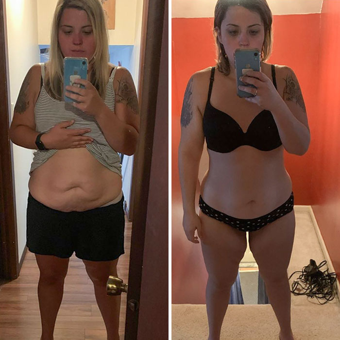 Tomé la foto de la derecha hoy y la comparé con una foto cuando tenía el mismo peso. La izquierda y la derecha están en 84 kilos