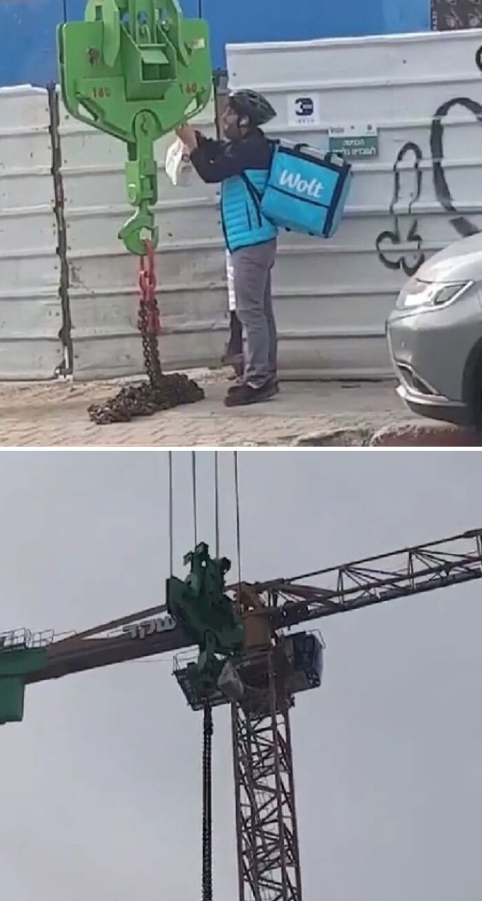 When You Got A Lunch Break On A Crane But You're Too Lazy To Go Down