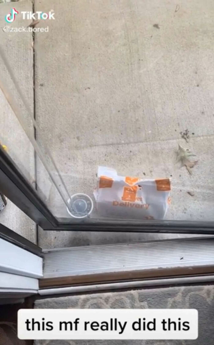 Delivery Man Puts Drink Order Right In Front Of Door So It Can't Be Opened