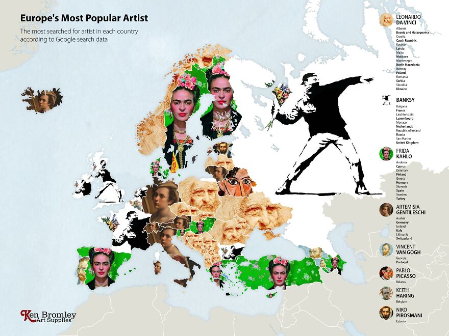 We Created Maps Reveal The Most Googled Artist In Every Country