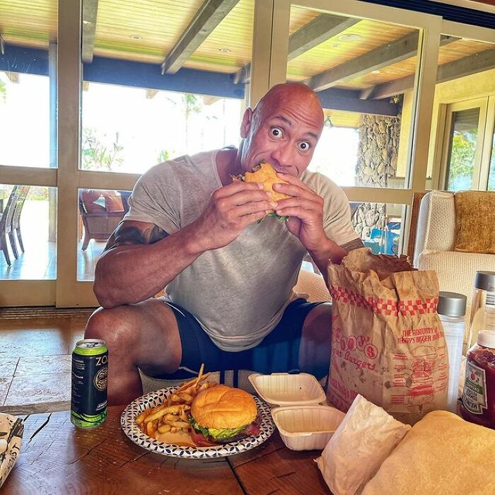 The Rock Doesn't Shy Away From Hamburgers