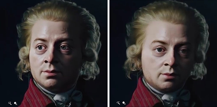 Side-by-side comparison of a historical portrait enhanced by new deepfake AI tool bringing the photo to life realistically.