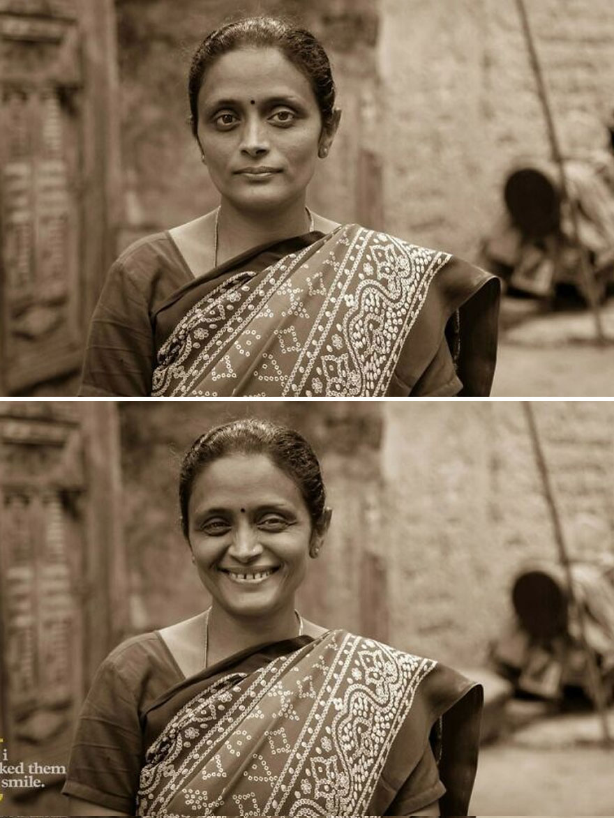 She Was Walking With Her Son One Morning, In The Residential Neighbourhood I Was Wandering In Dwarka, Gujarat, India... So I Asked Her To Smile