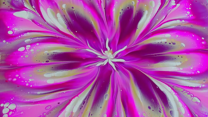 Quinacridone Trio ~ Cup Bottom Reverse Flower Dip ~ Acrylic Pour Painting Quinacridone Trio ~ Cup Bottom Reverse Flower Dip ~ Acrylic Pour Painting