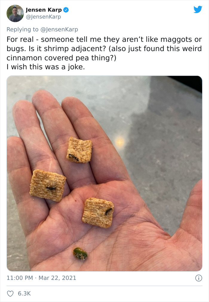 Person Finds Shrimp Tails In His Cinnamon Crunch Cereal, The Company Says It’s Just ‘Sugar’, People React With Memes