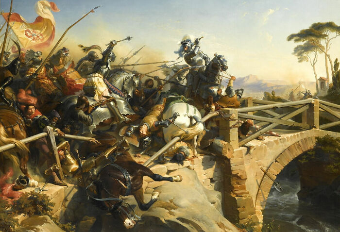 Bayard Defends A Bridge Over The Garigliano, 1505 By Philippoteaux, Félix (1839)
