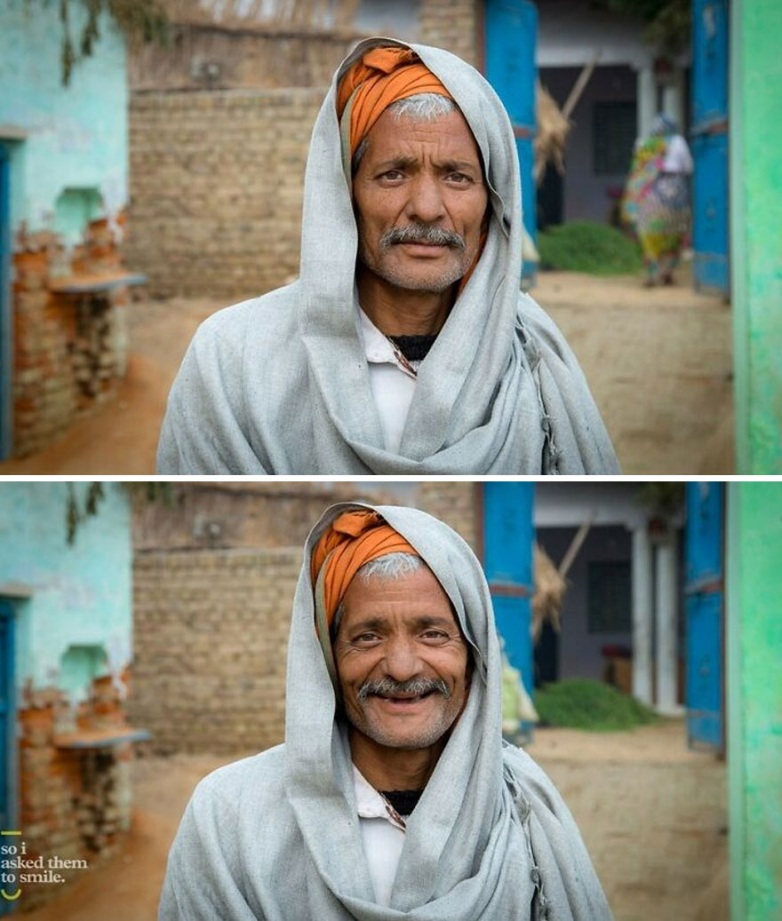 He Was Standing Outside His Family Compound, Promptly Invited Us In For Chai And Rotis, As We Explored The Village Of Bel Van In Uttar Pradesh, India... So I Asked Him To Smile