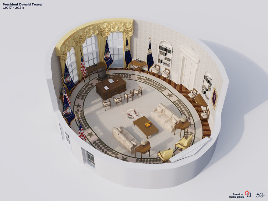 Estas recreaciones digitales muestran los cambios que ha sufrido el Despacho Oval en los últimos 100 años
