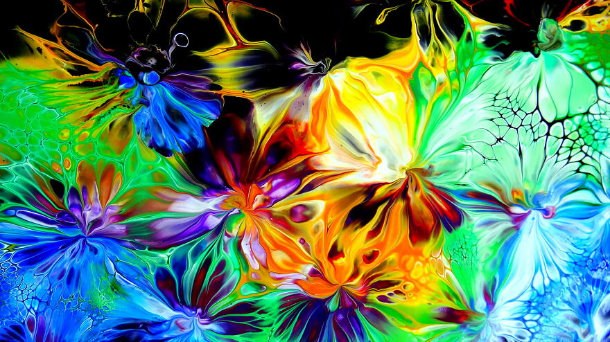 Rainbow In Open Cup With Balloon Kisses ~ Acrylic Pour Painting Rainbow In Open Cup With Balloon Kisses ~ Acrylic Pour Painting