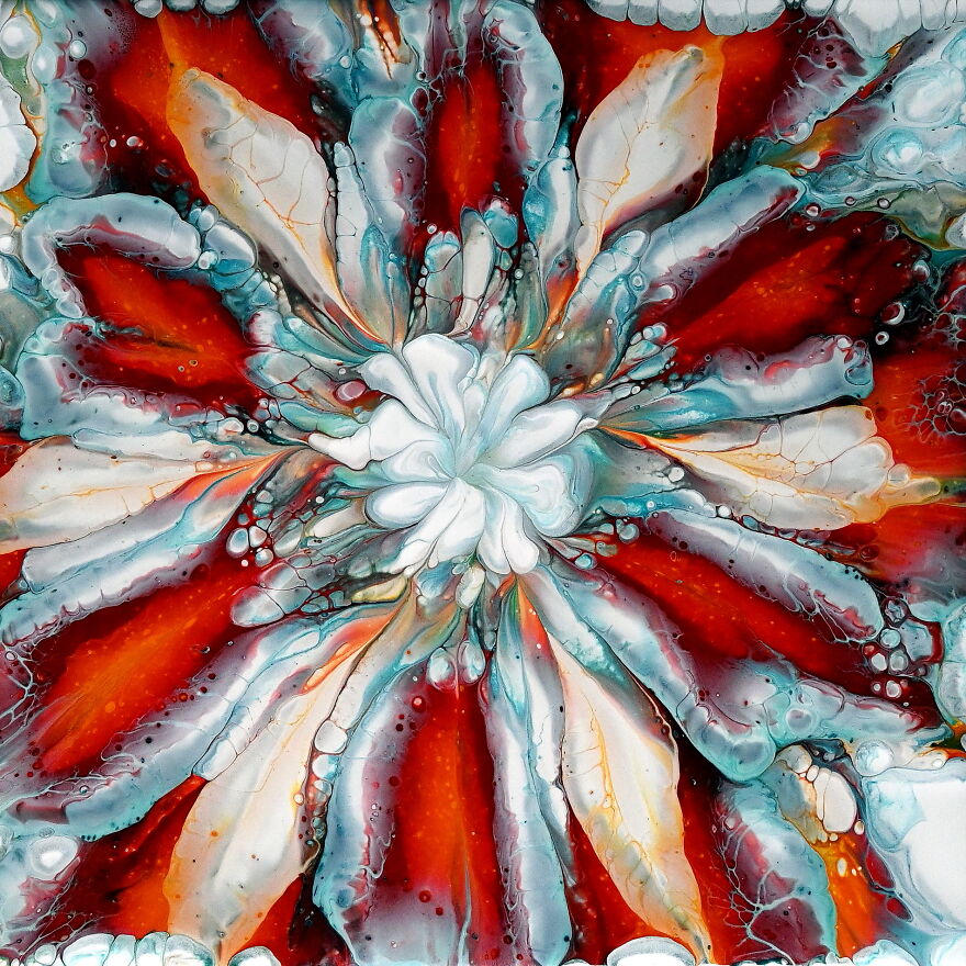 Lower With Cloud Mix ~ Reverse Flower Dip With Thin Paint ~ Cup Bottom Acrylic Pour Painting Lower With Cloud Mix ~ Reverse Flower Dip With Thin Paint ~ Cup Bottom Acrylic Pour Painting