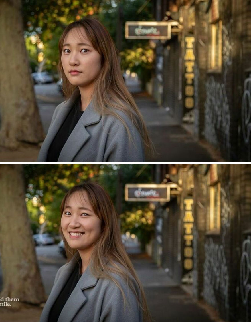 She Was Walking Toward Me Along The Busy Street, As The Sun Set Over Colorful Fitzroy, In Melbourne, Australia... So I Asked Her To Smile