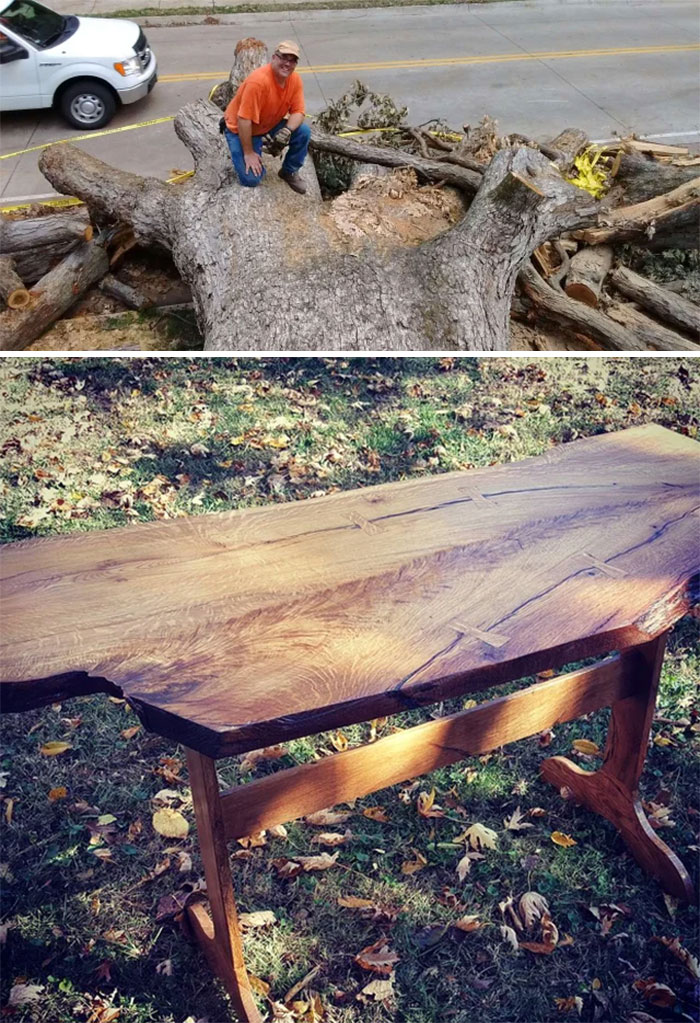 From Log To Livingroom. 325 Year Old White Oak That Blew Down In A Storm