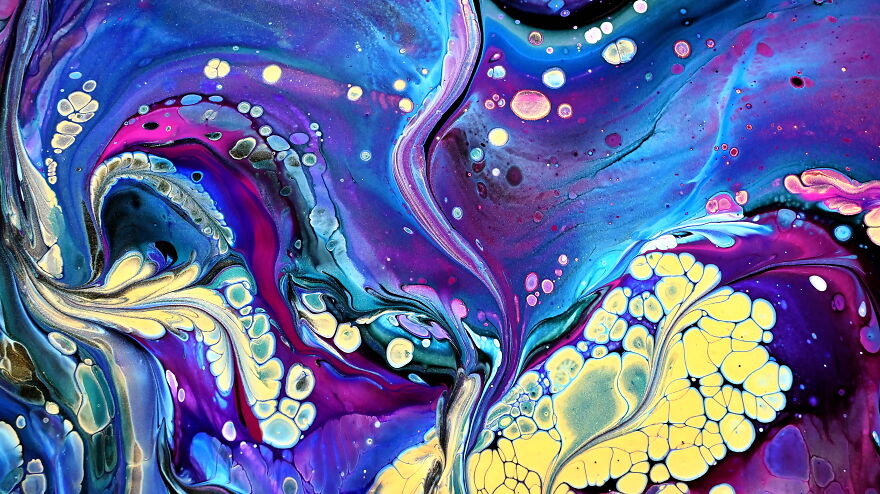 Floating Cells ~ Open Split Cup Pour ~ Birthday Acrylic Pour Painting Floating Cells ~ Open Split Cup Pour ~ Birthday Acrylic Pour Painting