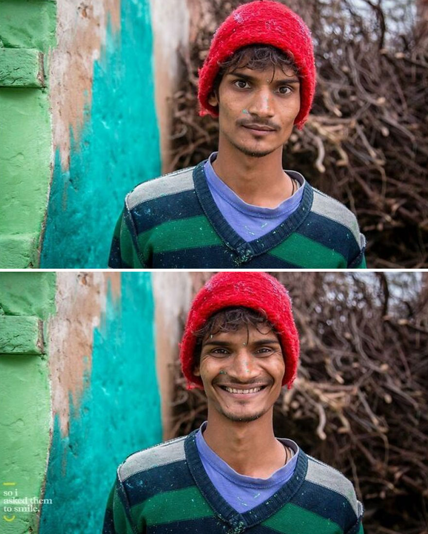 He Was Painting A House As I Wandered Narrow Lanes In The Friendly And Ancient Village Of Yavat One Evening, In Rural Uttar Pradesh, India... So I Asked Him To Smile