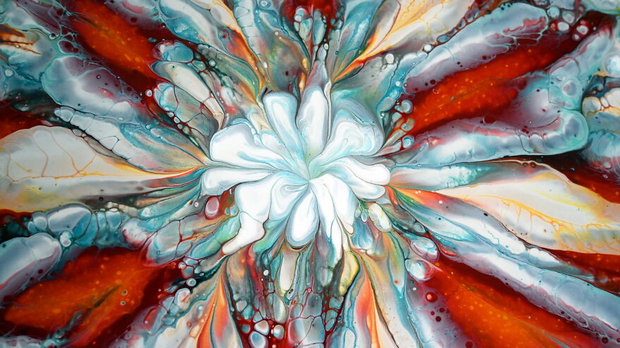 Lower With Cloud Mix ~ Reverse Flower Dip With Thin Paint ~ Cup Bottom Acrylic Pour Painting Lower With Cloud Mix ~ Reverse Flower Dip With Thin Paint ~ Cup Bottom Acrylic Pour Painting