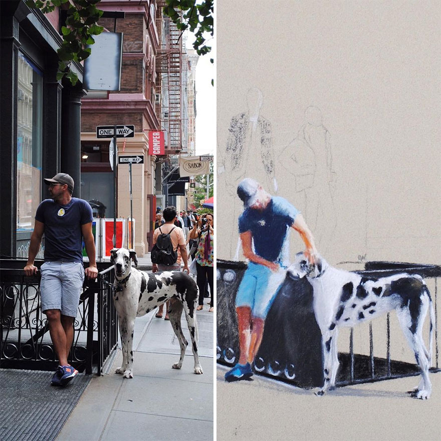 A Man And A Great Dane In Soho, NYC