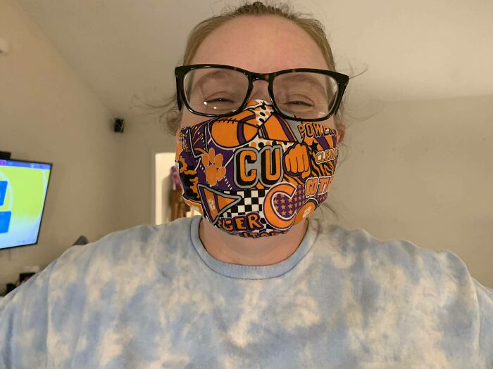 So My Sister Had A Clemson Mask Made For Her