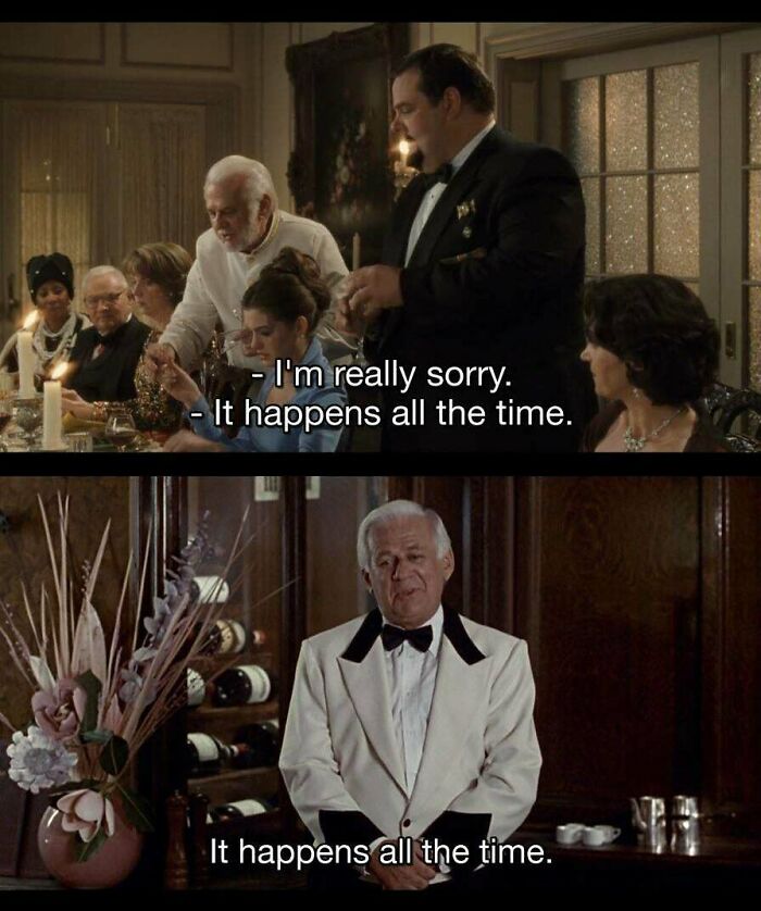 In The Princess Diaries (2001) Mia Breaks Her Glass At A Dinner Party And A Waiter Reassures Her “It Happens All The Time.” In Pretty Woman (1990) A Waiter Played By The Same Actor Says The Exact Same Line To Vivian After She Flings A Snail Across The Room. Both Films Are Directed By Garry Marshall