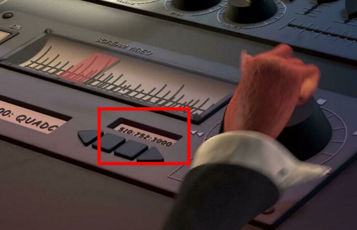 In Monsters, Inc. (2001), At The End Of The Training Simulation, On The Control Panel The Numbers 510:732:3000 Appear - That Was The Main Phone Number For Pixar Animation Studios At The Time The Movie Was Released (It Has Since Changed)