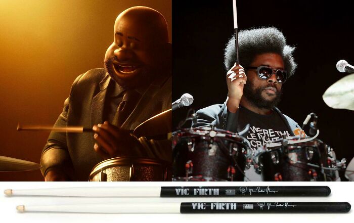 In Soul (2020), Curley (Voiced By Ahmir-Khalib Thompson A.k.a. Questlove) Is Seen Playing With Drumsticks That Resemble Questlove’s Signature Vic Firth Drumsticks That He Uses To Play In Real-Life