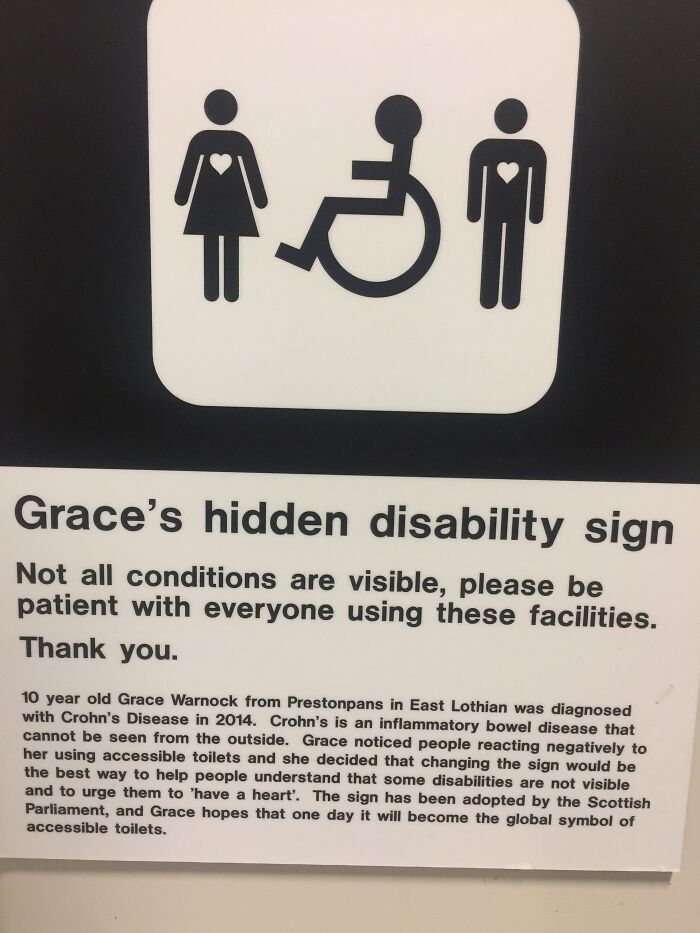 This Disabled Bathroom Has A Sign To Say It's Ok For Anyone Of Any Disability To Use It