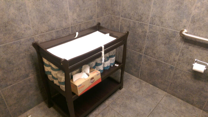 Auto Glass Repair Shop Men's Bathroom Has A Full Blown Standalone Changing Table