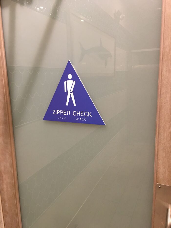 The Backside Of This Men's Restroom Door Reminds You To Check Yourself Before Exiting