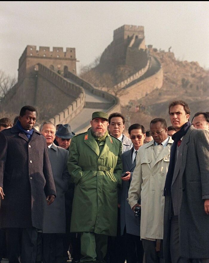 Fidel Castro Visiting The Great Wall Of China, 1995