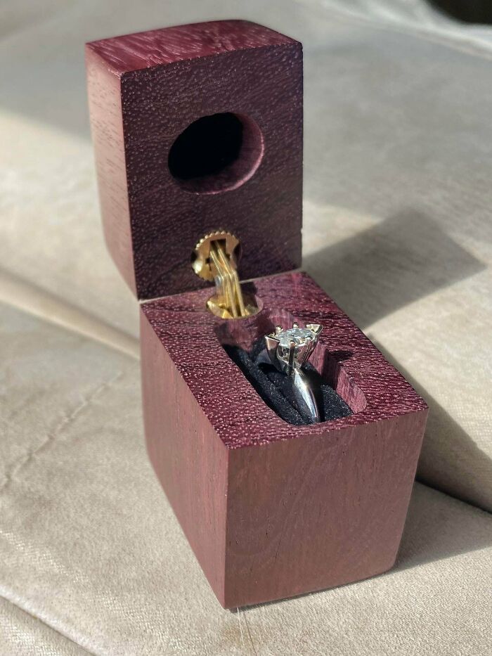 I Put My (Purple) Heart Into This Box. Engagement Ring For My (Soon-To-Be) Fiancée I’ve Been With For Three Years. Wish Me Luck