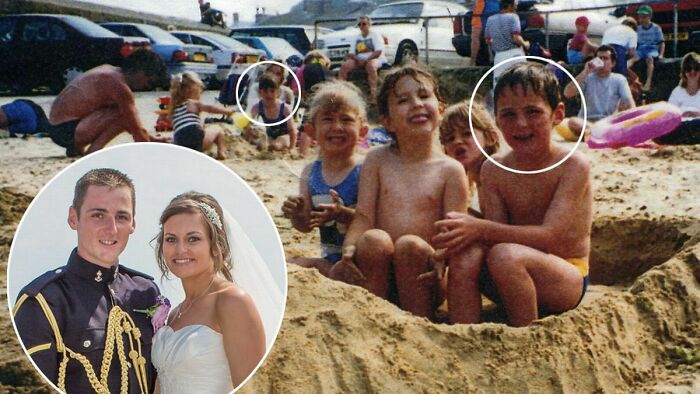 Una pareja se encontró en la misma foto de la infancia tomada años antes de casarse