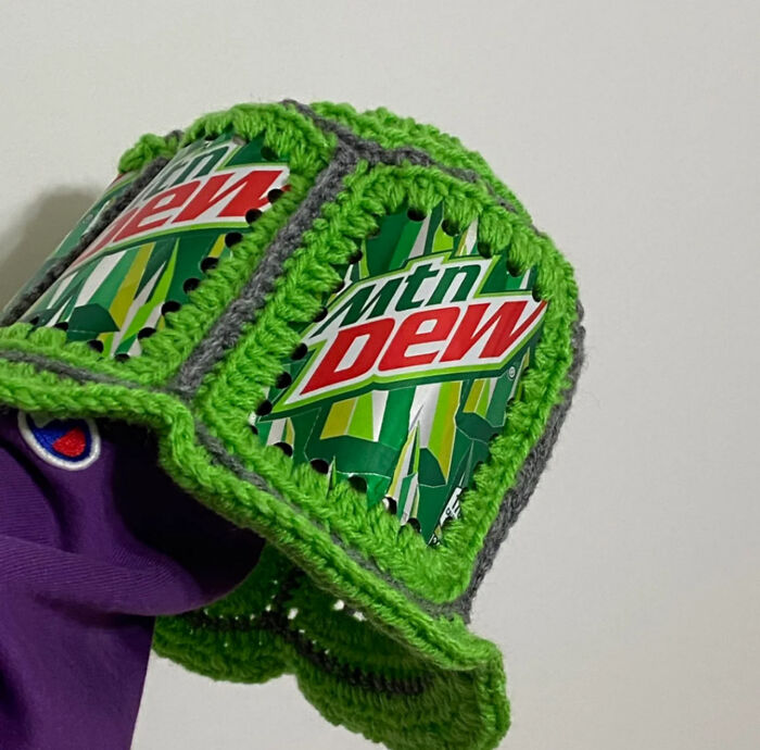 This One Of A Kind Crocheted Mountain Dew Bucket Hat