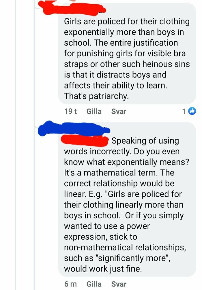 "Silly Woman, You Can't Use Mathematical Terms Figuratively!"