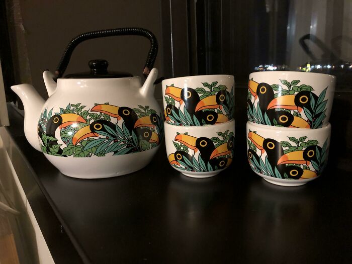 One Of My Favorite Finds In A While. 1970s Toucan Tea Set 