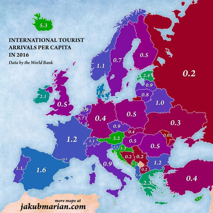 Number Of Turists Per Capita Of Every European Country