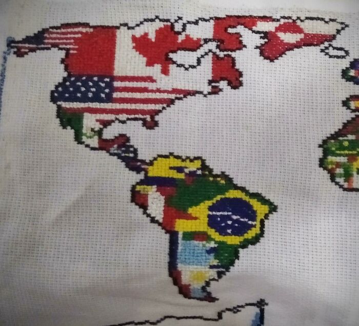 Someone Told Me To Post My Cross Stitched Map Here