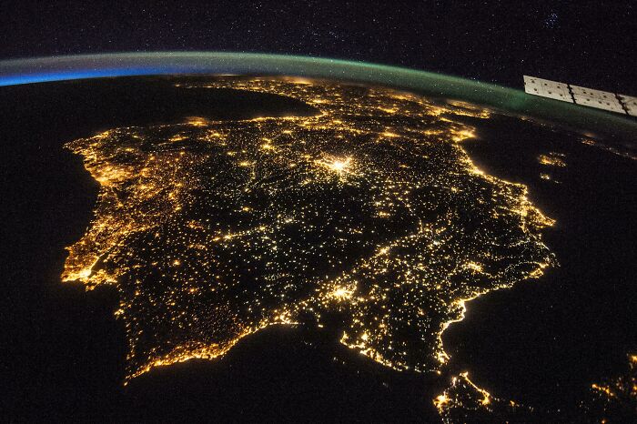 The Iberian Peninsula At Night By Nasa