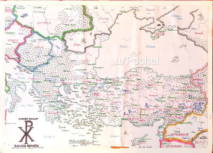 Here's A Hand-Drawn Map Of The Byzantine Empire I Made A Few Years Ago