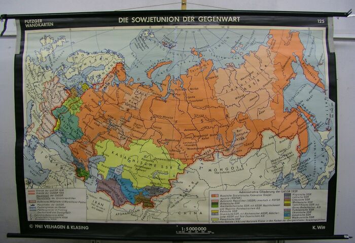 West German School Map Of The Soviet Union (1961)