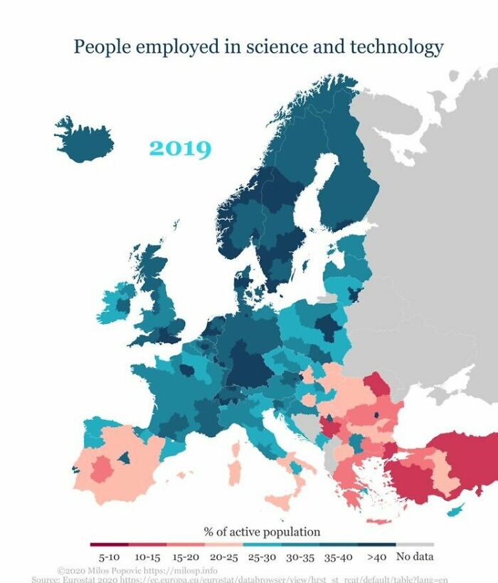 Personas empleadas en ciencia y tecnología en Europa