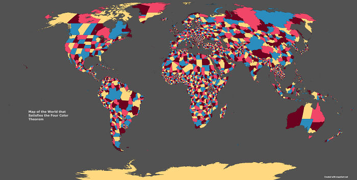 Map Of The World's Subdivisions That Satisfies The Four Color Theorem